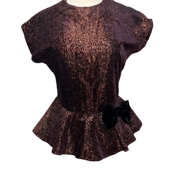 Vintage Francine Browner Women's Size 3 Copper Black Shimmer Top Bow Feathers - Picture 12 of 15